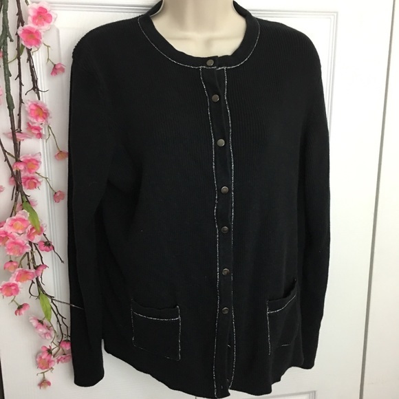 Black Cardigan with Silver Accent large - Picture 1 of 4